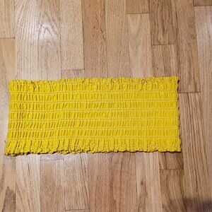 NWOT J.Crew Yellow Smocked Ruffle Bodice Strapless Bandeau Cropped Top Size 6